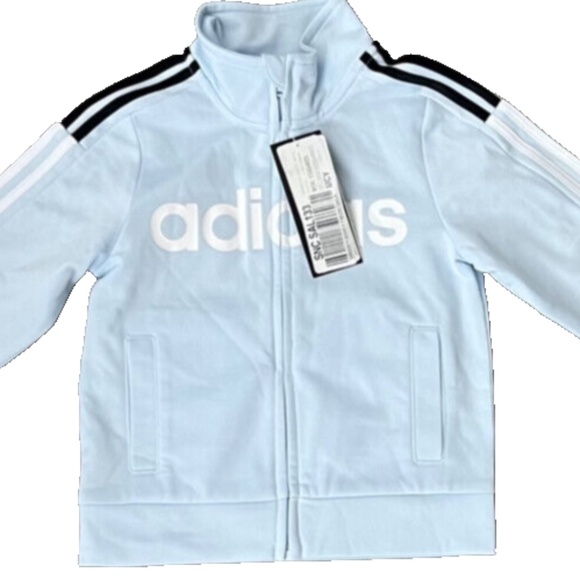adidas Baby-Boys Zip Front Tricot Jacket , Light Blue/Black Size 24 Months - Picture 4 of 9